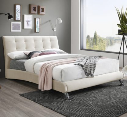 a934d82d95a94e4d848265c3089e26a38e0c1584fb434a45f674a686c7c207a7-2.jpg An Image of Hemlock Warm Stone Velvet Fabric Bed Frame - 4ft6 Double