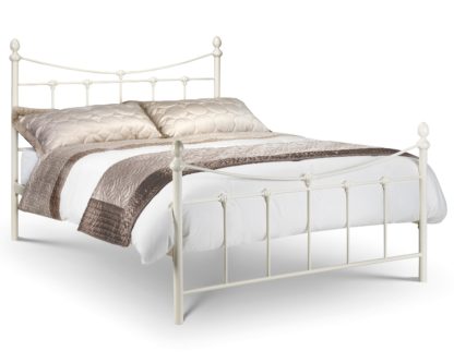 b20cb073504d2bd0dfeaec1c5eb7b2ff997eeb553ad88f65ef86faf3ec41c21a.jpg An Image of Rebecca Stone White Metal Bed Frame - 3ft Single