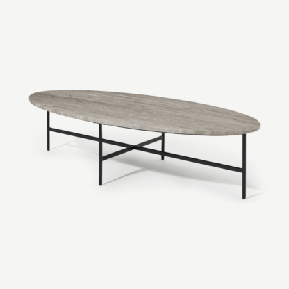 b603d638278bdaeb04993361cb7a8c2b1433a4b2c6e715801af2de0cf0b2667a.png An Image of Tiziana Large Oval Coffee Table, Caramel Marble
