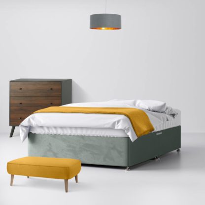 b955ce10d2447907d4821401aa69e5ff0d28638f575eb65773d22b01d47adce6.jpg An Image of Classic Asphalt Velvet Fabric 2 Drawer Same Side Divan Bed - 2ft6 Small Single