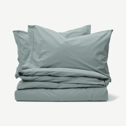 ba68ba01d04bc9d1a019c0fa7808050c78cd14e37f313421c09fb0c25f1eb472-1.png An Image of Zana 100% Organic Cotton Stonewashed Duvet Cover + 2 Pillowcases, King, Seafoam