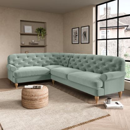 d0e5fd8f37d1789ac6d686abdc22760c0c3a14eb5a869618b0d203b7ec0f2edb-1.jpg An Image of Canterbury Luxury Velvet Left Hand Corner Sofa Black