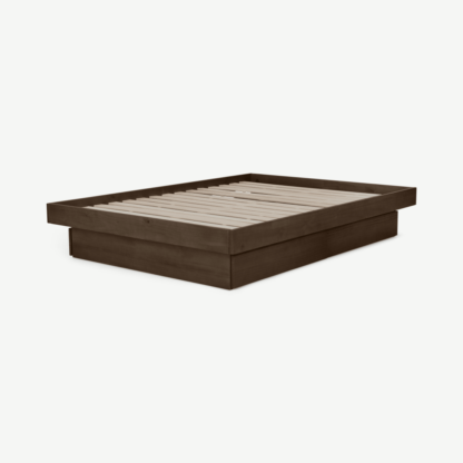 d1f845cd7a2686414bc6cb9123812612a7c2019a85baf118425e9ab19a0ac81c-1.png An Image of Meiko King Size Platform Bed with Drawer Storage, Walnut Stain Pine