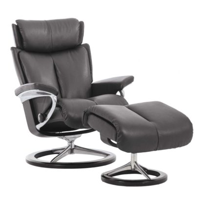 da62b95cbca4d9bc12edc8db8ec5e10841798f5888957aac37a5224950fad9f6.jpg An Image of Stressless Magic Signature Chair & Stool, Choice of Leather