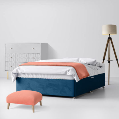 dcad126dd864168b63a97fae650c708784697a39855881f8ab566fba87dc3029-13.jpg An Image of Classic Blue Marine Velvet Fabric No Drawer Divan Bed - 6ft Super King Size