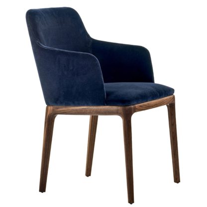 e19d514c145d2dbe9a37666e4a96ad596451222c7402fd9b4761176b34b5c297.jpg An Image of Riva 1920 Cloe Armchair, Walnut and Navy Harold Velvet