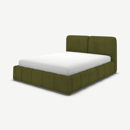 e21db336da5ee99f051665e6fe2ad6cd02f313eb8e1ac3010a5c2f6fe376a6a0.png An Image of Maxmo Super King Size Bed with Storage Drawers, Nocellara Green Velvet