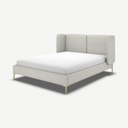 eae9a7c5007d61b43f8e2046a4a2a268190b426f552b56df3017ebf33f0e17fa-2.png An Image of Ricola Super King Size Bed, Ghost Grey Cotton with Brass Legs