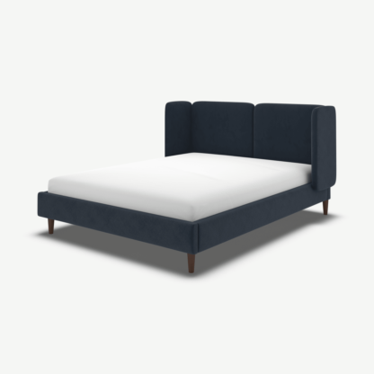 eeb15c329ae42ec79a8b826610d9c2f7b94a55d53ebd4f50610db78b03834b2f-2.png An Image of Ricola King Size Bed, Dusk Blue Velvet with Walnut Stain Oak Legs