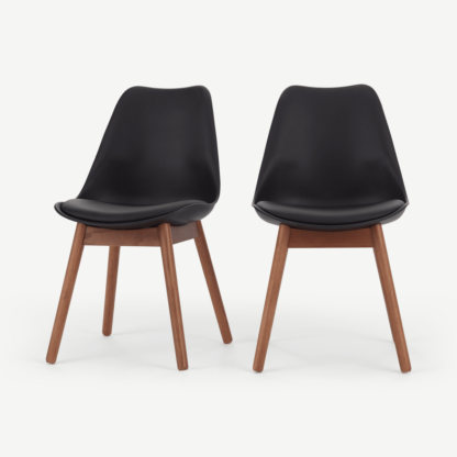 ef08318e0fb66d6a866be582650b79c6d3dad91278540a4bddfd312deb3965b9.png An Image of Set of 2 Thelma Dining Chairs, Dark Stain Oak and Black