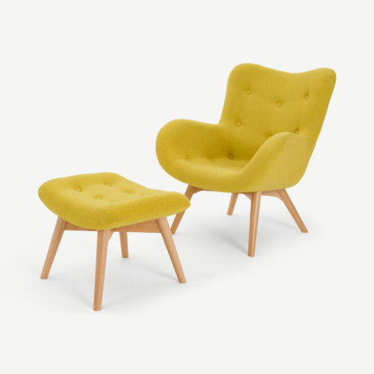 f8a9462e958dbd8f08d9521dc34402116a2874bf32373225bd19bdf1220ecd77.png An Image of Doris Accent Armchair and Footstool, Shetland Moss