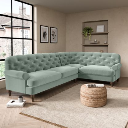 f8cbf5a43d81eaba764d35662dec5db423417689a655d9e166583f15ecc09462.jpg An Image of Canterbury Luxury Velvet Right Hand Corner Sofa Luxury Velvet Black
