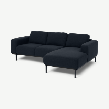 11827cc69c91e9f5ec74e51146fce5c6972d4f2183a90285e47b099d9433c322.png An Image of Jarrod Right Hand Facing Chaise End Corner Sofa, Midnight Blue Weave
