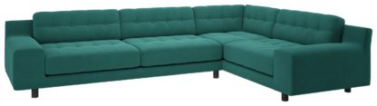 3ae6f536a1d50d94d29842bc71f02b3943d88fa9e8299366bf09a591973a2725.jpg An Image of Habitat Hendricks Left Corner Velvet Chaise - Teal