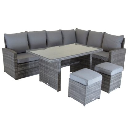 52a6e1b48fa2bd599509e9796502c39a077dc2c2a8c94cc4e4fc6eadaebaace5.jpg An Image of Rattan 6 Seater Grey Dining Set Light Grey