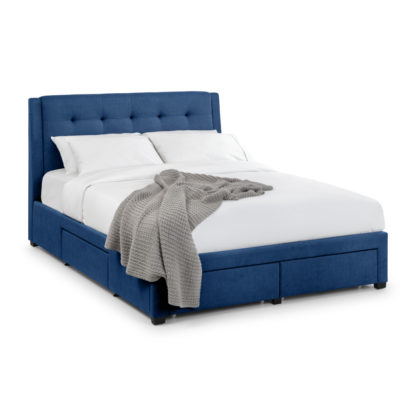 538d6b0639999009d9b7de7f8705b1d58c0eaedaaaa3ad695a2cb8f88756760d.jpg An Image of Fullerton Blue Fabric 4 Drawer Storage Bed Frame Only - 4ft6 Double