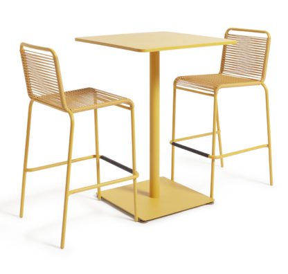 05ea8ac418ca3b74f2a34d993ddb85f17e29b8aa2aadfbf04a42daac39292d48.jpg An Image of Habitat Ipanema 2 Seater Bar Bistro Set - Yellow