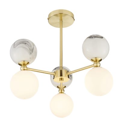 17427535181036da2bdf6bc6a02e0ed7ab0119676dd66fa19bdb7938cac06124.jpg An Image of Delta 3 Light Marble Cluster - Brass & Opal