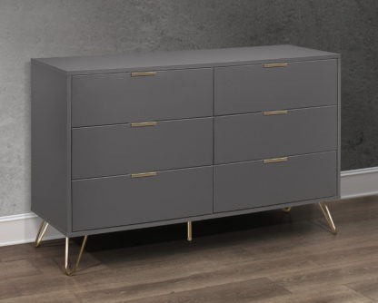 1785246206317000a21bdcadf0cba66f0f9d0464caaf8b720a973d27d1396f2e.jpg An Image of Arlo Charcoal Wooden 6 Drawer Chest
