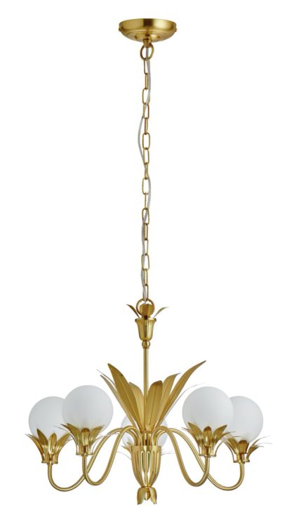 57ca51f3a85b93ea96cf26b1ecc4769a0f52d60948e568dd11c8f016e667242d.jpg An Image of Habitat Easton 5 Light Opal Chandelier - Brass