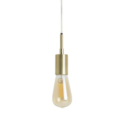 8314cfe6856f3dc38796ad58100baebc0706a7b05687a72df6a7ddc768b075ba.jpg An Image of Habitat Lockie Brushed Brass Pendant Ceiling light - Gold
