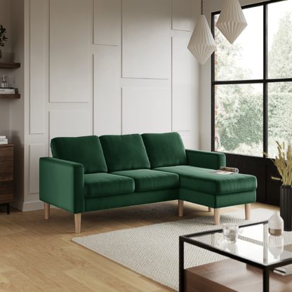 863e0ad78cb9c4355164adc7b4934c316ae2fd21aee3bd0677cb982a0ceec097.jpg An Image of Jacob Velvet Compact Corner Chaise Sofa Luxe Navy