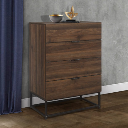 b192154998446dc833686264ec814e5770a3be4fc5ecb9764574dbb4247b6431.jpg An Image of Houston Walnut Wooden 4 Drawer Chest