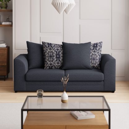 16138cc7f00d9a9a09e8c9440752b23623b18570819ff1688661500de2112b8f.jpg An Image of Washington Chenille 3 Seater Sofa Navy