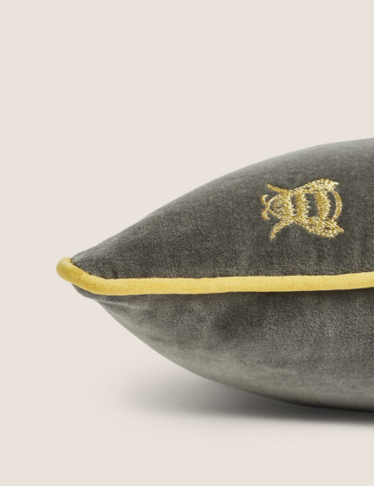 2f02399ea4de539356b34b82471e8b7b1d6a3758879daefaa4f3303987ae78af.jpg An Image of M&S Pure Cotton Velvet Bee Bolster Cushion