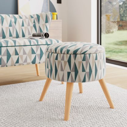 66dba2c11f25e7fa1e7ee3b817d90ed43b29fdf4a02dba30e0128094050a2a2d.jpg An Image of Eliza Triangle Jacquard Storage Footstool Ochre
