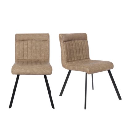 7cc5851e7b9b05d2b15ab66589e16ce7d7599e116c63ab259645b03c2a4917d1.jpg An Image of Felix Set of 2 PU Leather Dining Chairs Brown
