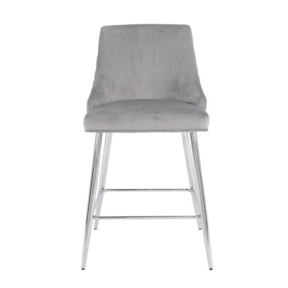8509ca877389f561160b7559c3bafd83507cc41ffada08bbb127723b2a2f7840.jpg An Image of Peyton Velvet Bar Stool Grey