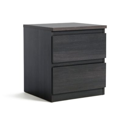 9b52417e00e0918a7e25a1a437eee2bc42b2895a24d5ab70b743e7786491b77c.jpg An Image of Habitat Jenson 2 Drawer Bedside Table - Black Oak Effect