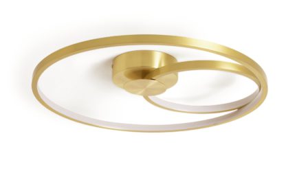 9cebba6023b0d0db2ad40e545824b429ce058dc8d40b976d4d0433f9ddfaaf3f.jpg An Image of Habitat Pill LED Flush to Ceiling Light- Brushed Brass