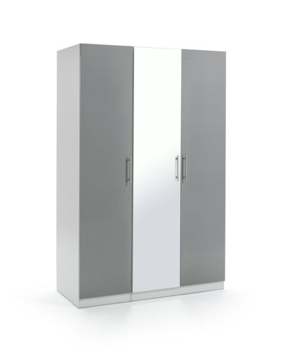 b861e8525908112fb682e52b90ded786e0ded33ea04496a5fa097065aa9fcbf8.jpg An Image of Habitat Munich 3 Door Mirror Wardrobe - Grey Gloss