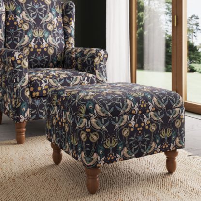 e05721ea8b53224864377c798fe75eb0cf15be038e046f5bef556ee93ed72c31.jpg An Image of Oswald Navy Havisham Print Footstool With Storage Navy