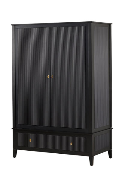 3df05c2d147759accf4fcb20b0c9de433e15f73ef4e1a864ec95831fc0f59c48.jpg An Image of Heidi Black Wardrobe Brass/Silver