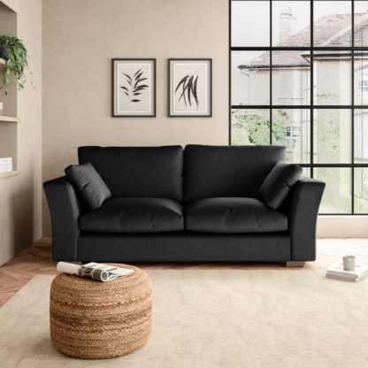 60083ad72aca36430de101b6574ba8255588a9596dae4ad30672821177c911fd.jpg An Image of Blakeney Luxury Velvet 3 Seater Sofa Luxury Velvet Black