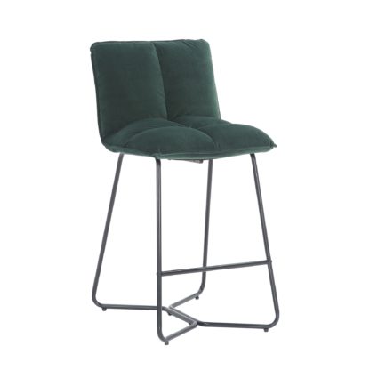 32e9806c6767eb52697b723c5223408febabc7068eb2ddbcb9f9880fe6e502b3.jpg An Image of Logan Velvet Bar Stool Olive (Green)