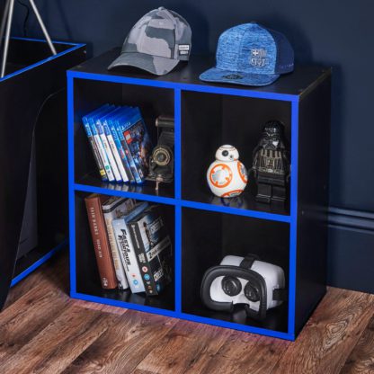 ad9126d97f899378065c70d03f12f4c8ee96938b23779a2a8f55a4827b856a5f.jpg An Image of Black 4 Cube Storage Unit Blue