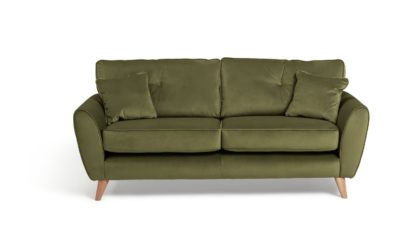 007401c3ae00d768f67d7628a75c68a3bf9c6eae94af7f5f9b38e721b21c24cb.jpg An Image of Habitat Isla 3 Seater Velvet Sofa - Green