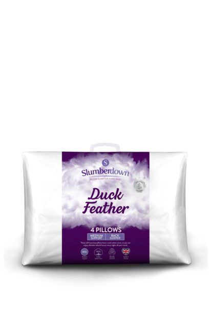 An Image of 4 Pack Duck Feather Medium Support Pillows