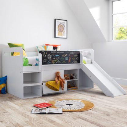 564a78b6137998592e37f3ec2bca71b0932390b2be5167abaf05e0bf2f5fd965.jpg An Image of Jake White Wooden Mid Sleeper with Slide Bed Frame - 3ft Single
