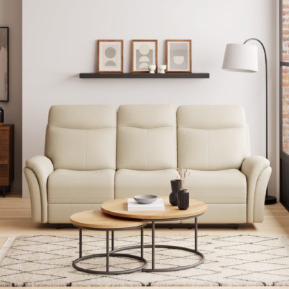 59fa4809e956c93d3289441f0dae1a66b9c33ffcae838288289cabbc69ce46e2.jpg An Image of Monte Faux Leather Reclining 3 Seater Sofa Natural