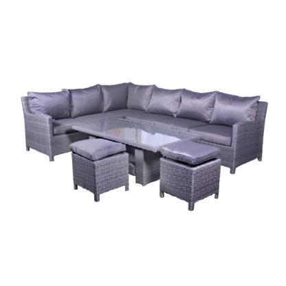 6b7508d7b9a0024f3e9d5582067f805d386791996a6911b2e6848ea994f74715.jpg An Image of Paris 7 Seater Corner Adjustable Dining Set Grey