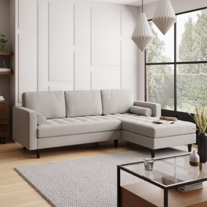 70bbfd57ef97d5518eacb02c689792c1c9499eba1716a2bde4641b3f057b234e.jpg An Image of Zoe Boucle Right Hand Corner Sofa Light Grey