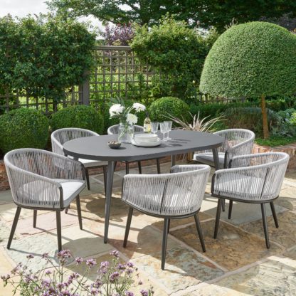 73033d041e2a3c648e4b02348750ad739da9f240c15baf887a31c2c5277b1735.jpg An Image of Crescent 6 Seater Dining Set Grey
