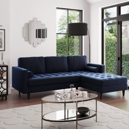 90c42ccde86fb6171788df0156c571f04b7527828c24ed95b2f6182c4add8858.jpg An Image of Zoe Velvet Right Hand Corner Sofa Yellow