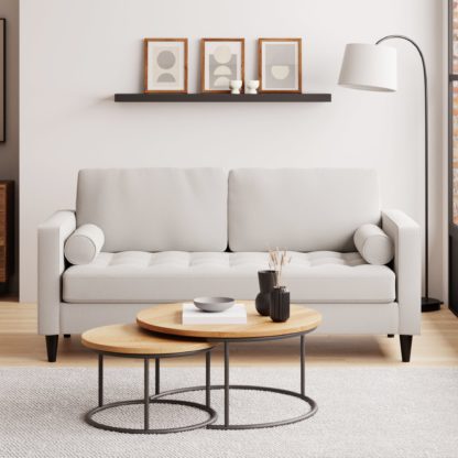 c582839762784eaa90056e71653bccc187bc9397499f223fd9a90a54d6cce8fe.jpg An Image of Zoe Light Grey Boucle 3 Seater Sofa Bed Grey