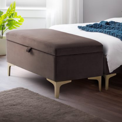 e0f641d15cca886bc6596d3a826ef2c304df12cd7c90ffbbe83656bc038784ca.jpg An Image of Deco Velvet Storage Bench Brown
